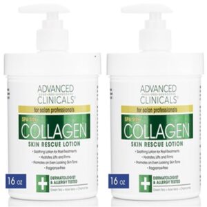 Advanced Clinicals Collagen Skin Rescue Lotion - Hydrate, Moisturize, Lift, Firm. Great for Dry Skin (Two - 16oz) - Image 1