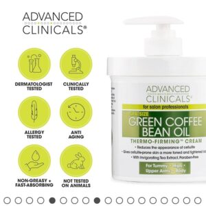 Advanced Clinicals Green Coffee Bean Oil Thermo-firming Body Cream 16oz Spa Size - Image 4