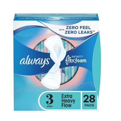 Always Infinity Pads Size 3, Extra Heavy Flow Absorbency With Wings, Unscented