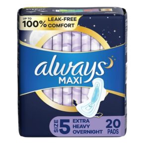 Always Maxi Overnight Extra Heavy Flow with Wings, Unscented Pads 20 Count - Image 1