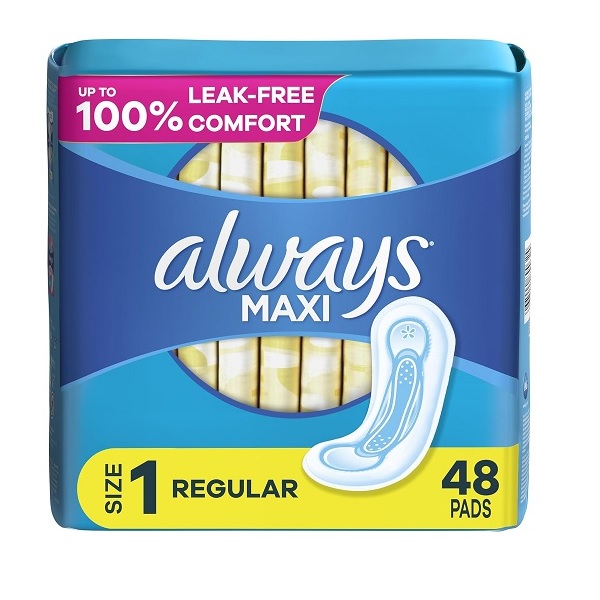 Always Maxi Regular sanitary pads size 1 pack of 48 for regular flow with leak-free comfort