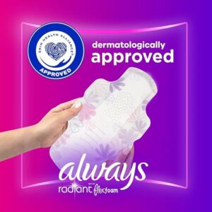 Always Radiant Feminine Pads with Wings for Women, Extra Heavy Overnight, Light Clean Scent, Size 3 (Pack of 66) - Image 3