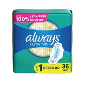 Always Ultra Thin, Size 1, Regular Pads With Wings, Unscented 36 Count - Image 1