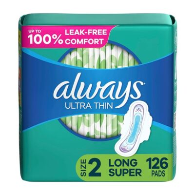 Always Ultra Thin, Size 2, Super Pads With Wings, Unscented, 42 Count (Pack of 3)