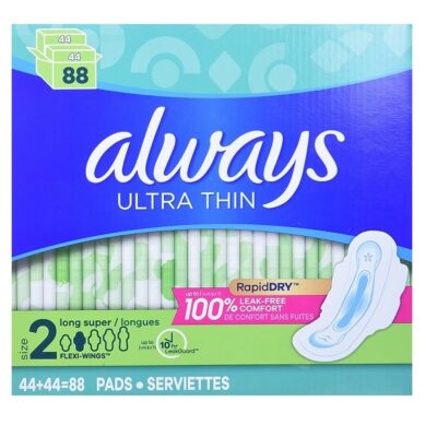 Always Ultra Thin Unscented Pads with Wings Long/Super 88 Count
