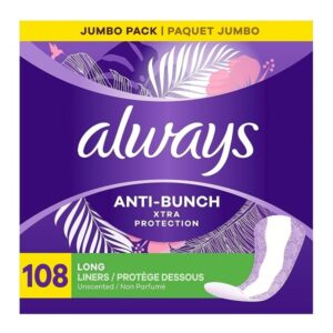 Always Xtra Protection Long Daily Liners Unscented 108 Count - Image 1