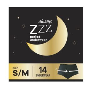 Always ZZZs Overnight Disposable Period Underwear for Women, Size S/M, Black Period Panties, Leakproof, 7 Count, Pack of 2 (14 Count Total) - Image 1