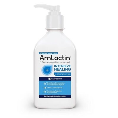 AmLactin Rapid Relief Restoring Lotion + Ceramides | 24-Hr Dry Skin Relief | Powerful Alpha-Hydroxy Therapy Gently Exfoliates | Lactic Acid (AHA) Restores Rough Flaky Dry Skin | Paraben-Free 7.9 oz.