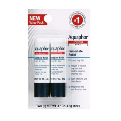Aquaphor Lip Repair Stick - Soothes Dry Chapped Lips - Two .17 Oz Sticks