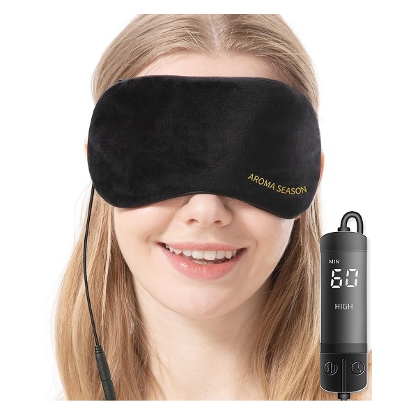 Aroma Season heated eye mask USB steam warm compress for dry eyes black