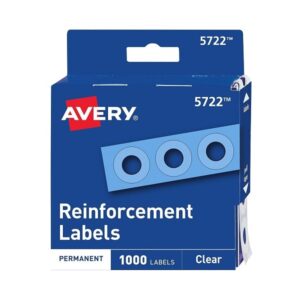 Avery Clear Self-Adhesive Reinforcement Labels, 0.25 inch Round, Pack of 1000 (5722) - Image 1