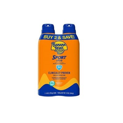 Banana Boat Ultra Mist Sport Performance Broad Spectrum Sun Care Sunscreen Spray - Twin Pack - SPF 30, 2 count, 6OZ