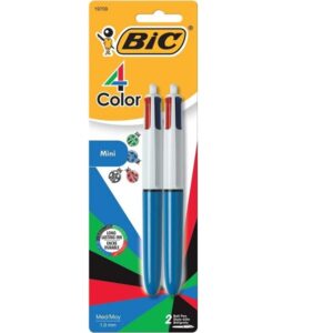BIC 4-Color Mini Ball Pen, Medium Point (1.0mm), Assorted Ink, 2-Count - Image 1