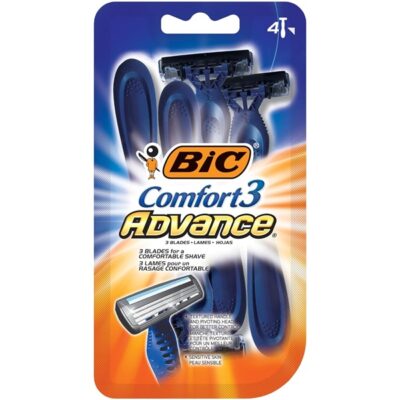 BIC Comfort 3 Advance Disposable Razor, Men, 4-Count