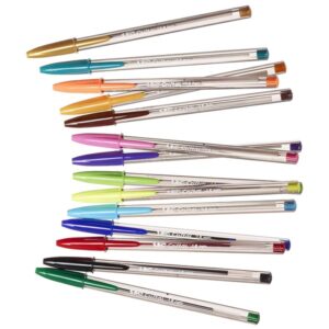 BIC Cristal Multicolour Ballpoint Pens Wide Point (1.6 mm) - Assorted Colours, Pack of 15 - Image 3
