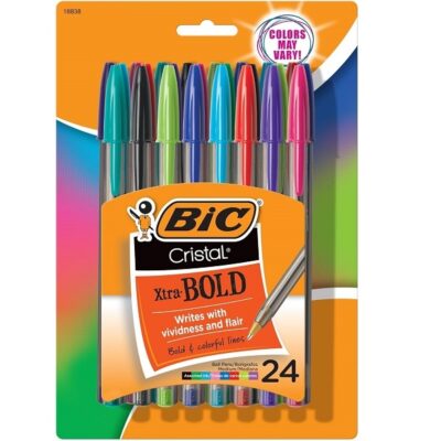 BIC Cristal Xtra Bold Fashion Ballpoint Pen (1.6 mm), 24-Count