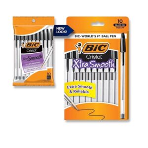 BIC Cristal Xtra Smooth Ballpoint Pen, Medium Point (1.0mm), Black, 10-Count - Image 1