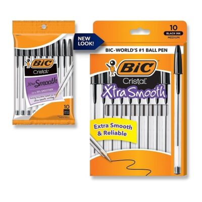 BIC Cristal Xtra Smooth Ballpoint Pen, Medium Point (1.0mm), Black, 10-Count