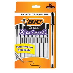 BIC Cristal Xtra Smooth Ballpoint Pen, Medium Point (1.0mm), Black, 10-Count - Image 2