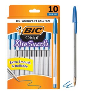 BIC Cristal Xtra Smooth Ballpoint Pen, Medium Point (1.0mm), Blue, 10-Count - Image 1