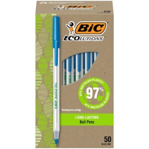 BIC Ecolutions Round Stic Ballpoint Pen, Medium Point (1.0mm), Blue, 50-Count - Image 1