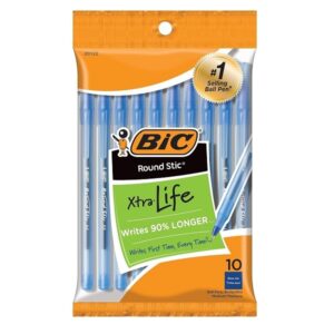BIC Round Stic Ball Pen - Blue Body, Blue Ink, Pack of 10 - Image 1