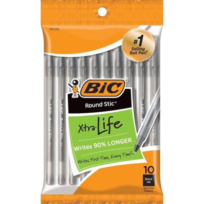 BIC Round Stic Ball Pen - Pack of 10, Black