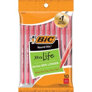 BIC Round Stic Ball Pen - Pack of 10, Red - Image 1