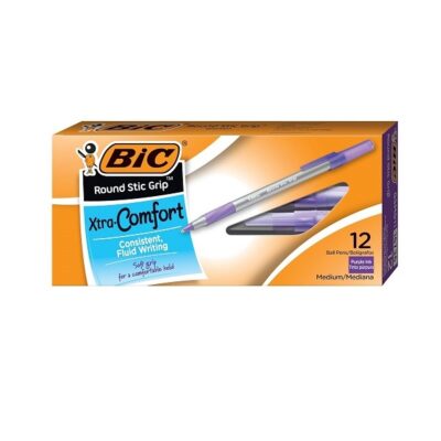 BIC Round Stic Ball Pen - Pack of 12, Purple