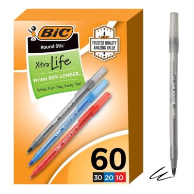 BIC Round Stic Ballpoint Writing Pens, Multi-colored