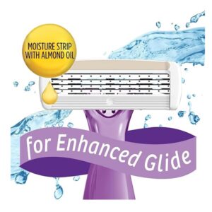 BIC Soleil Escape Women's Disposable Razors, 4 Blade Ladies Razors, Moisture Strip With 100% Natural Almond Oil, Lavender and Eucalyptus Scented Handles, 4 Pack - Image 3