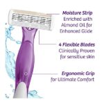 BIC Soleil Escape Women's Disposable Razors, 4 Blade Ladies Razors, Moisture Strip With 100% Natural Almond Oil, Lavender and Eucalyptus Scented Handles, 4 Pack - Image 4