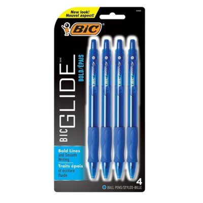 BIC VLGBP41-Blu Velocity Bold Retractable Ball Pen, Bold Point (1.6mm), Blue, 4-Count