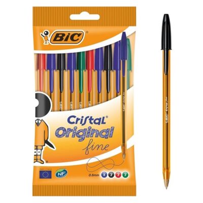 Bic Cristal Fine Ball Pen Set - Pack of 10 (Multicolour)