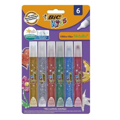 Bic Kids Glitter Glue Metallic Assorted Colours 6 Pack