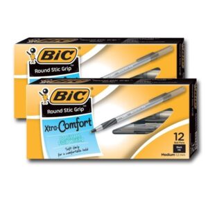 Bic Ultra Grip Medium Black Pens 12 per pack (2 pack) - Image 1