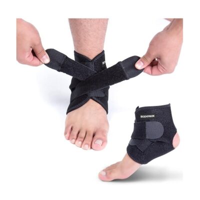 Bodyprox Ankle Support Brace, Breathable Neoprene Sleeve, Free size, Adjustable Wrap