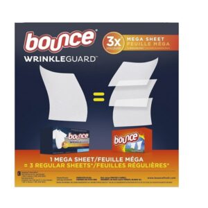 Bounce WrinkleGuard Mega Dryer Sheets, Fabric Softener and Wrinkle Releaser Sheets, Outdoor Fresh Scent, 120 Count (Pack of 2, 60 Count Each) - Image 4