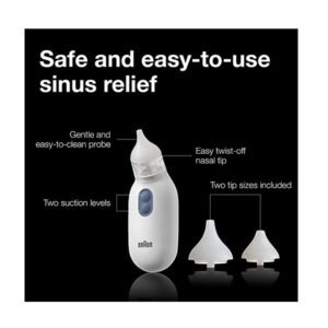 Braun Nasal Aspirator – Quickly and Gently Clear Stuffed Infant Noses, Toddler and Baby Nasal Aspirator with Two Adjustable Nasal Tips and Two Suction Levels - Image 2