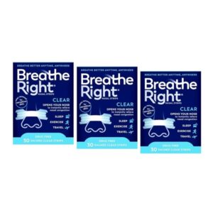 Breathe Right Nasal Strips - Clear - For Sensitive Skin - Sm / Med Clear Strips - 30 Count Strips Per Box - Pack of 3 - Image 1