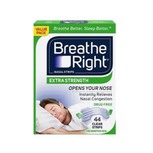 Breathe Right Nasal Strips, Extra Clear for Sensitive Skin, 44 Clear Strips - Image 1