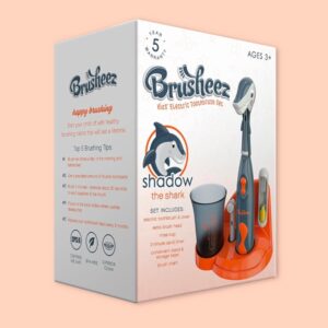 Brusheez® Kids Electric Toothbrush Set (Carnivore Edition) - Battery Operated, Soft Bristles, Easy On/Off, 2 Brush Heads, Animal Cover, Sand Timer, Rinse Cup, and Base - Ages 3+ (Shadow The Shark) - Image 7