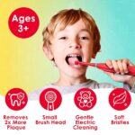Brusheez® Kids Electric Toothbrush Set (Carnivore Edition) - Battery Operated, Soft Bristles, Easy On/Off, 2 Brush Heads, Animal Cover, Sand Timer, Rinse Cup, and Base - Ages 3+ (Pepper The Dino) - Image 2