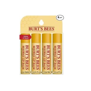 Burt's Bees Lip Balm, Beeswax, 4 Count, 0.15 Oz - Image 1