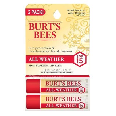 Burt's Bees 100% Natural All-Weather SPF15 Moisturizing Lip Balm, 2 Count
