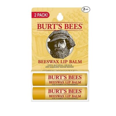 Burt's Bees 100% Natural Moisturizing Lip Balm, Beeswax, 2 Tubes in Blister Box