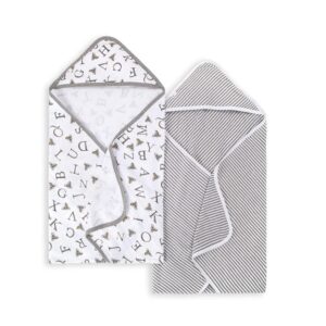 Burt's Bees Baby - Hooded Towels, Absorbent Knit Terry, Super Soft Single-Ply, 100% Organic Cotton 2 Pack), A-Bee-C, 2 Pack - Image 1