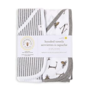 Burt's Bees Baby - Hooded Towels, Absorbent Knit Terry, Super Soft Single-Ply, 100% Organic Cotton 2 Pack), A-Bee-C, 2 Pack - Image 2