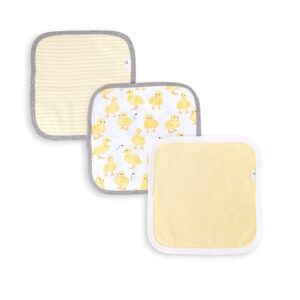 Burt's Bees Baby - Washcloths, Absorbent Knit Terry, Super Soft 100% Organic Cotton (Little Ducks, 3-Pack) - Image 1