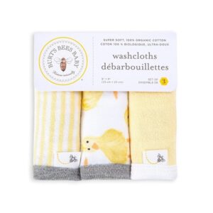 Burt's Bees Baby - Washcloths, Absorbent Knit Terry, Super Soft 100% Organic Cotton (Little Ducks, 3-Pack) - Image 2